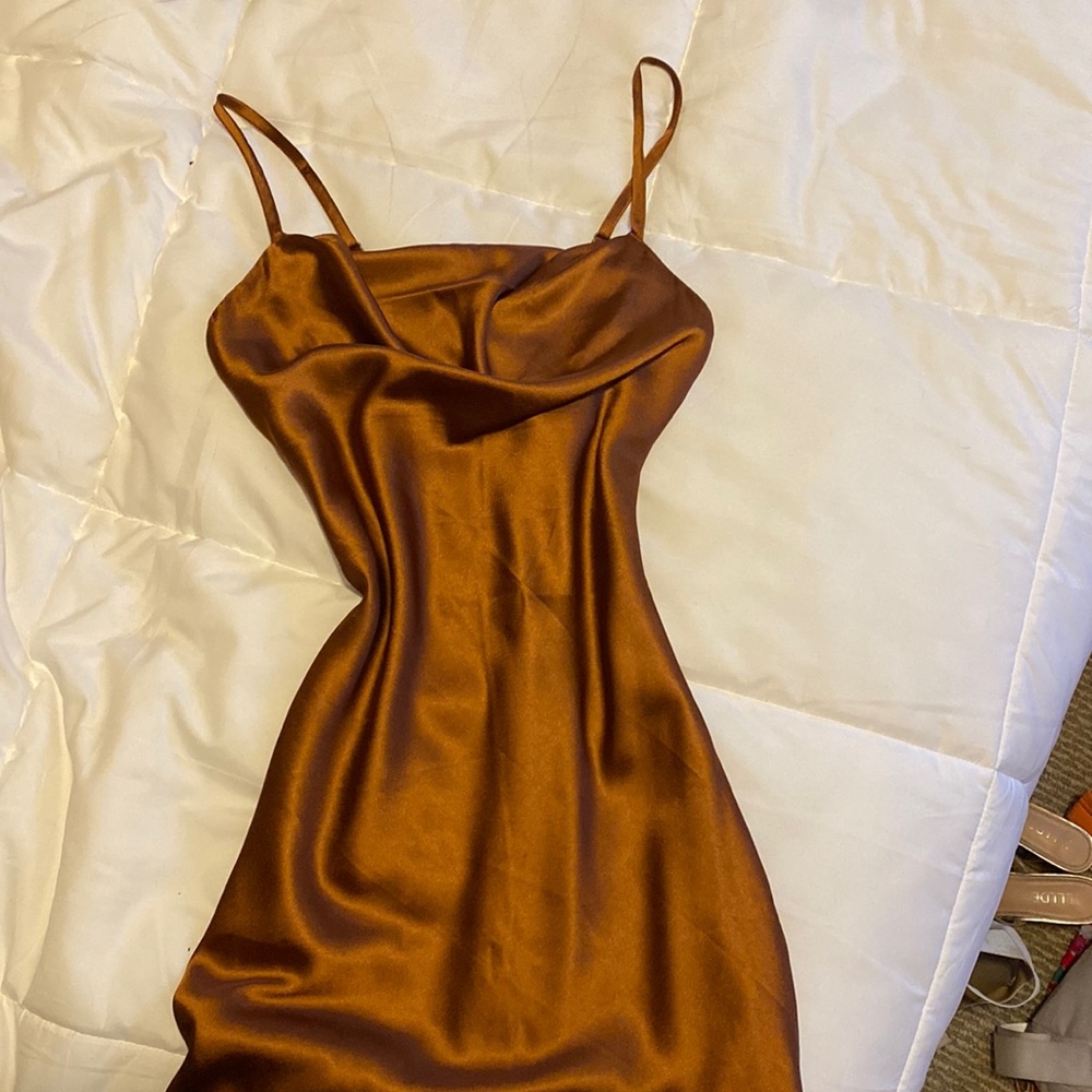 silk cowl neck dress